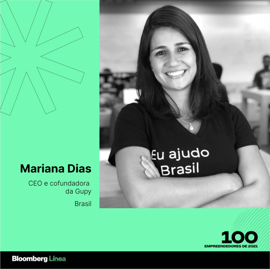Mariana Dias, CEO da Gupy, na lista de 100 empreendedores da América Latina na Bloomberg Línea
