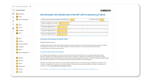 Tela da Experiência da Docusign